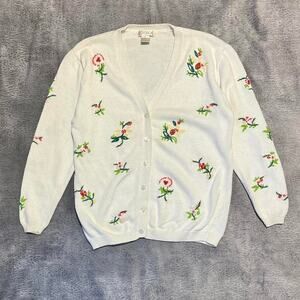 Vintage corsage floral embroidered cardigan